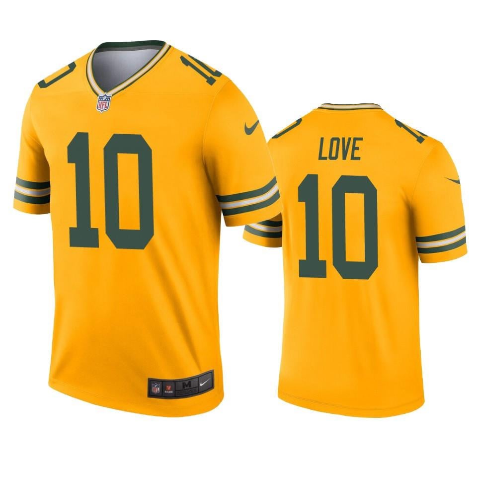 Men Jersey Green Bay Packers Jordan Love 10 Gold Inverted Legend Jersey Jersey football jersey product view 1