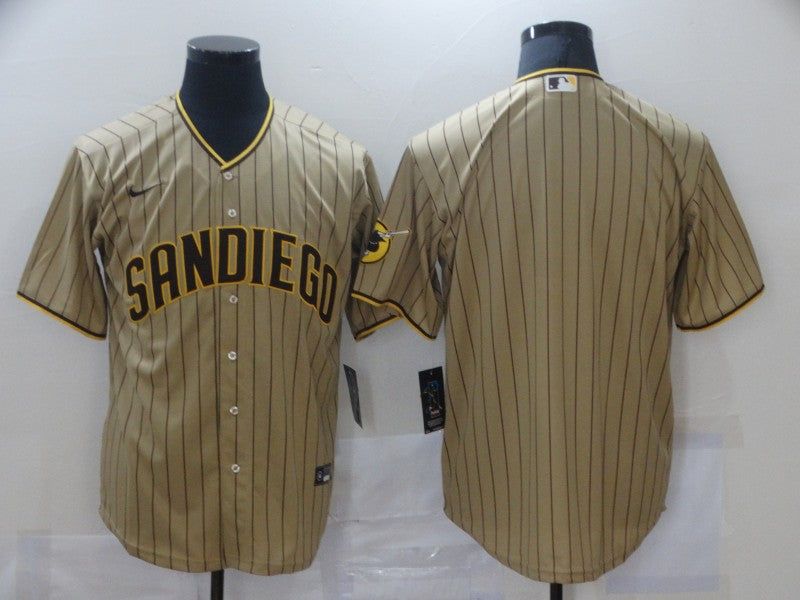 Men's San Diego Padres Tan Alternate Replica Blank Jersey baseball jersey product view 1