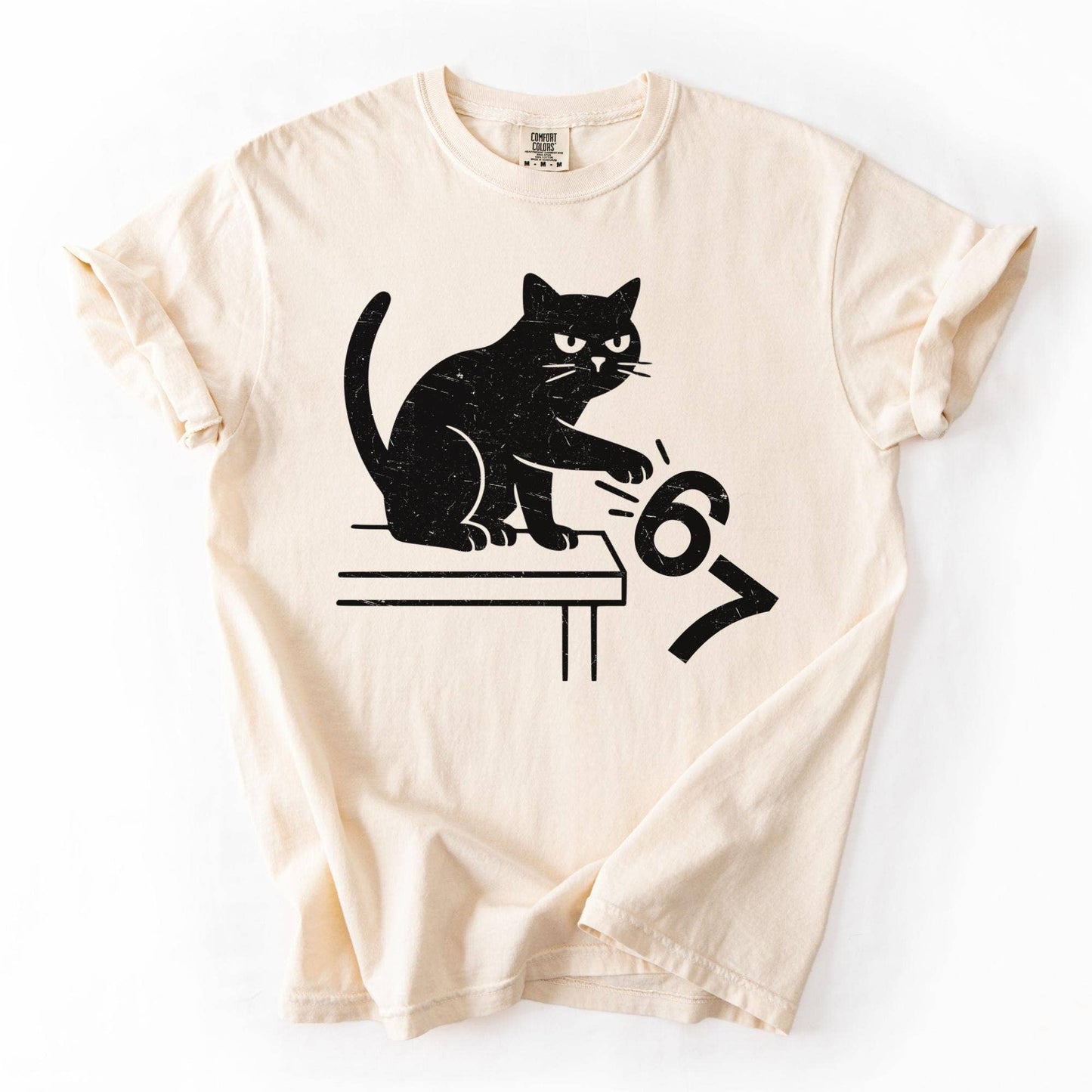 Cat Knocking Off 67 Funny Meme Tee Shirt Unisex T-shirt, Sweatshirt, Hoodie, Long Sleeve Tee - T-Shirt, Sweatshirt, Hoodie