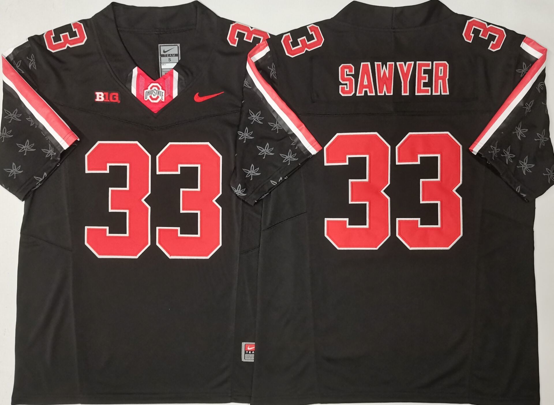 Men's Ohio State Buckeyes Jack Sawyer Black Player Jersey sports jersey product view 1