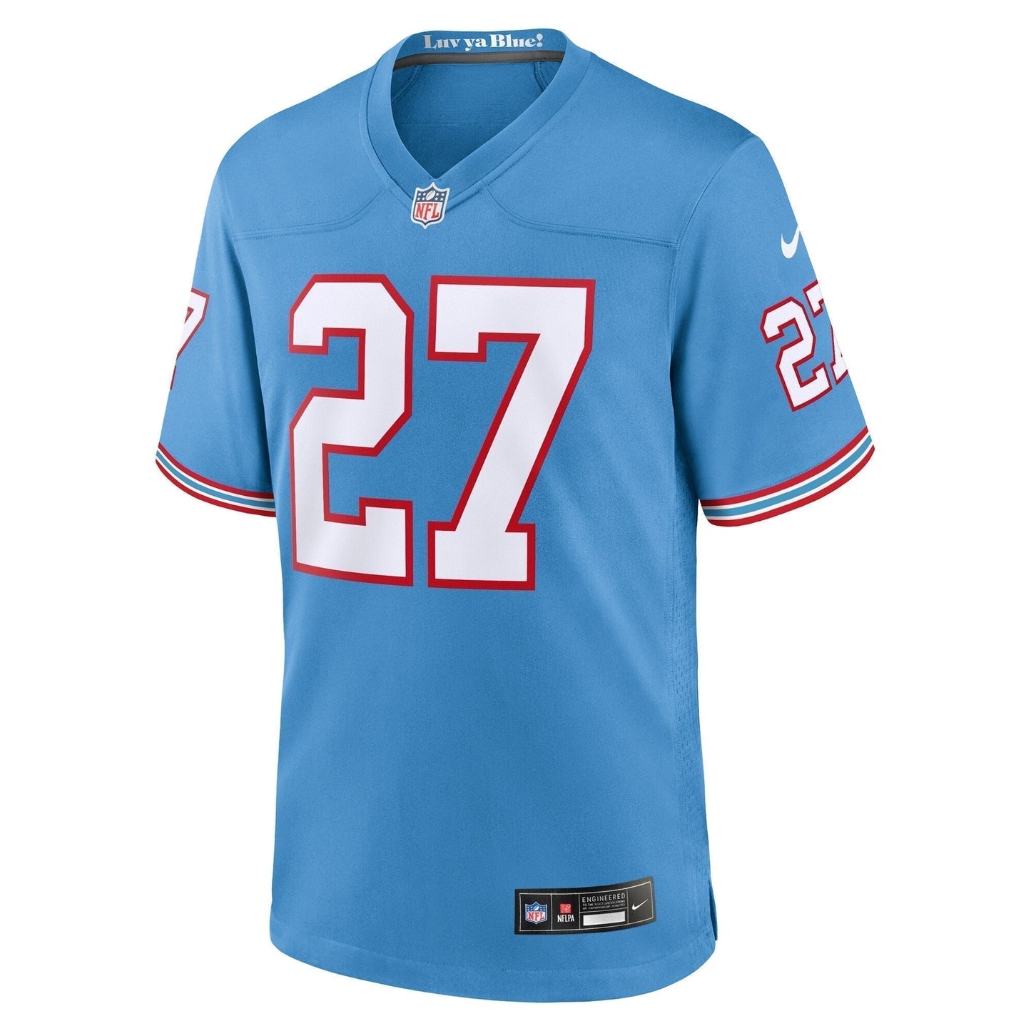 Eddie George Tennessee Titans Oilers Throwback Retired Game Jersey - Light Blue football jersey product view 2