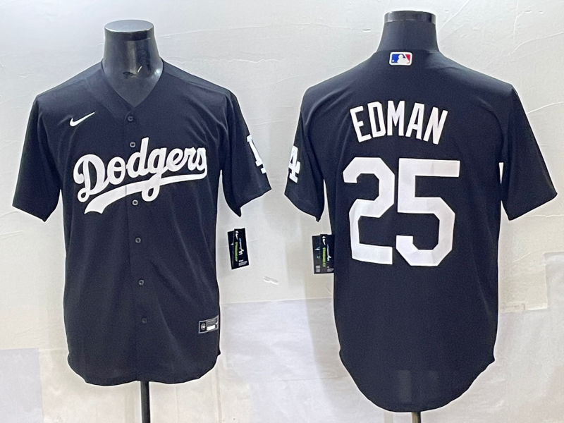 Men's Los Angeles Dodgers Tommy Edman Black Alternate Game Jersey baseball jersey product view 1
