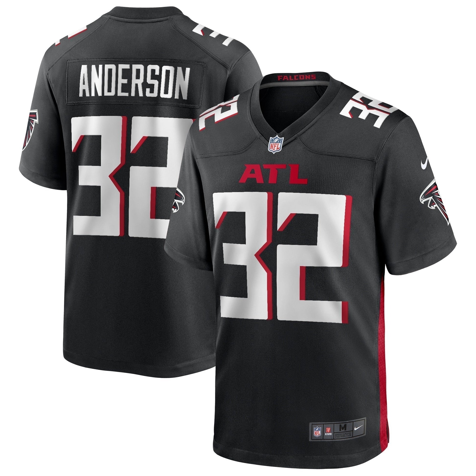 Jamal Anderson Atlanta Falcons Game Retired Jersey - Black football jersey product view 1
