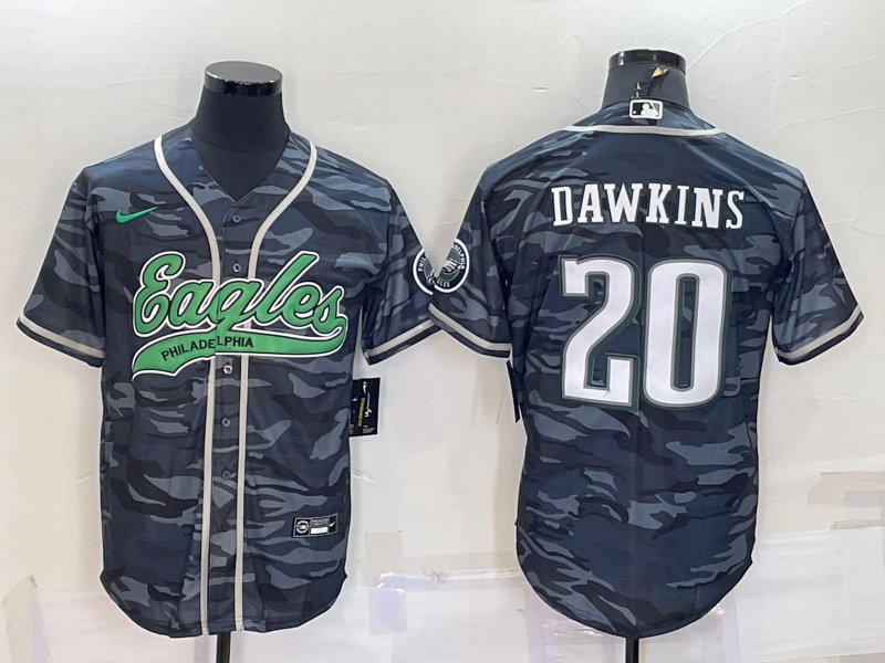 Men's Philadelphia Eagles Brian Dawkins Grey Camouflage Game Jersey Joint Edition football jersey product view 1