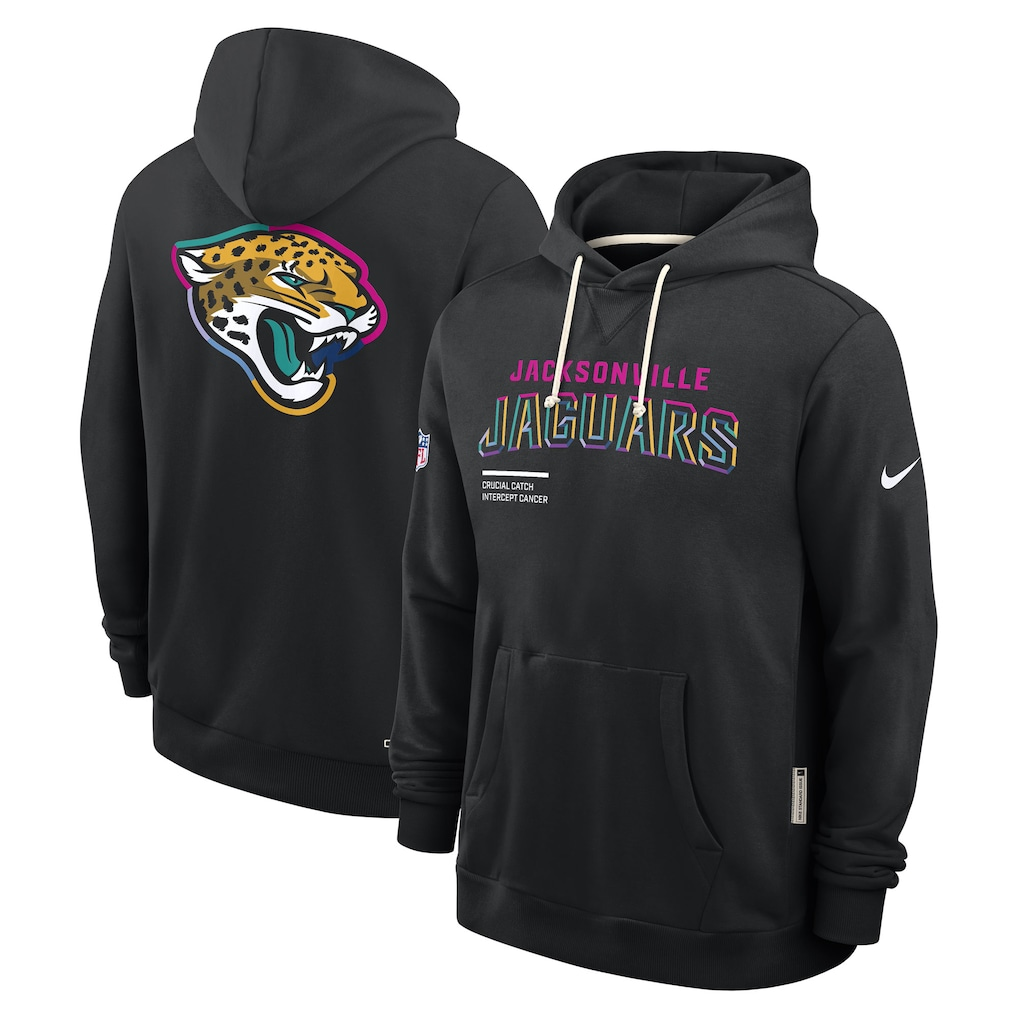 Men's Jacksonville Jaguars Black 2025 NFL Crucial Catch Sideline Standard Issue Dri-FIT Hoodie football jersey product view 1