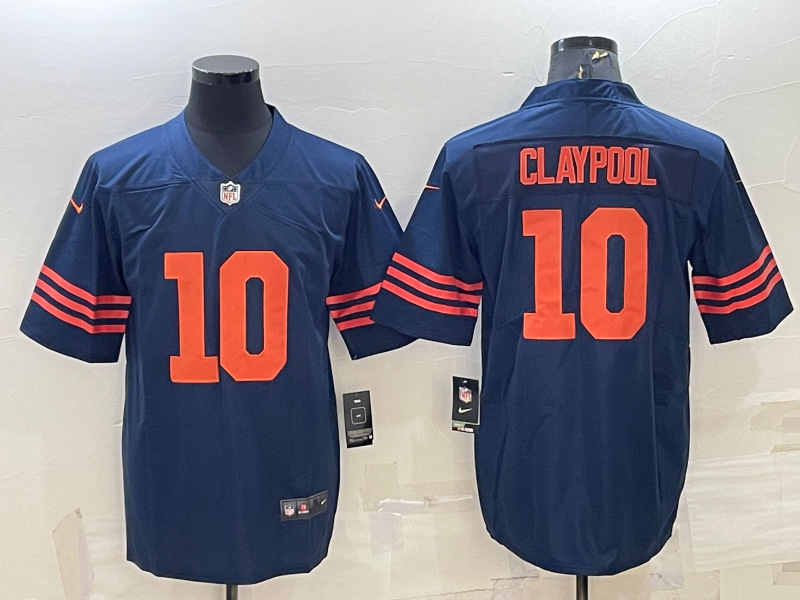 Men's Chicago Bears Chase Claypool #10 Navy Player Jersey1 football jersey product view 1