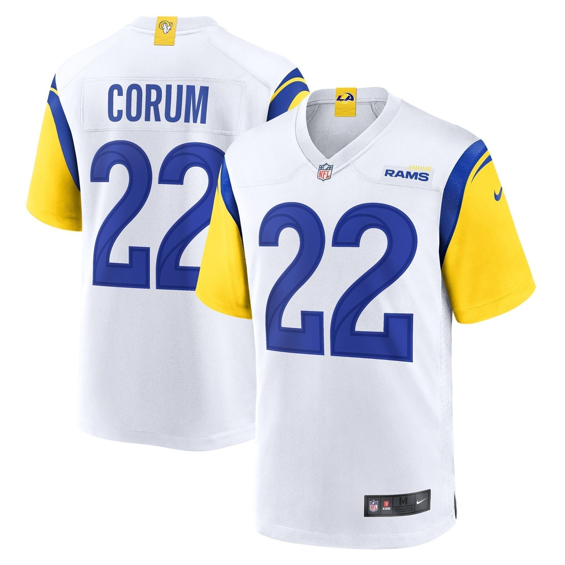Blake Corum Los Angeles Rams Game Jersey - White football jersey product view 1