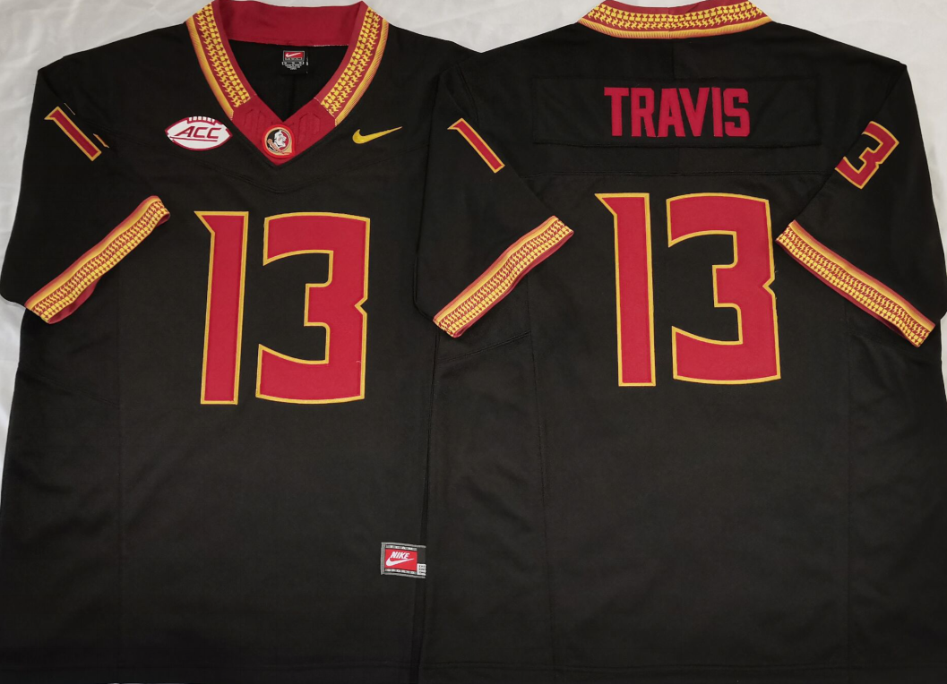 Men's Florida State Seminoles Jordan Travis Black Player Jersey basketball jersey product view 1