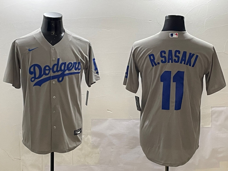 Men's Los Angeles Dodgers Roki Sasaki Gray Replica Game Jersey baseball jersey product view 1