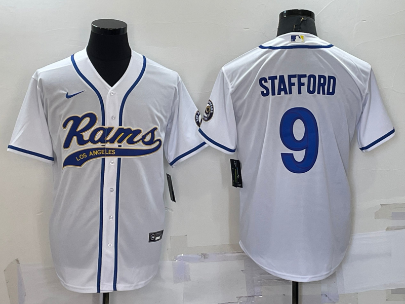 Men's Los Angeles Rams Matthew Stafford White Game Jersey Joint Edition football jersey product view 1