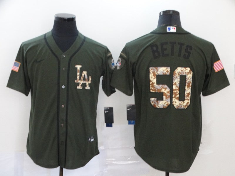 Men's Los Angeles Dodgers Mookie Betts Army Green Player Jersey baseball jersey product view 1