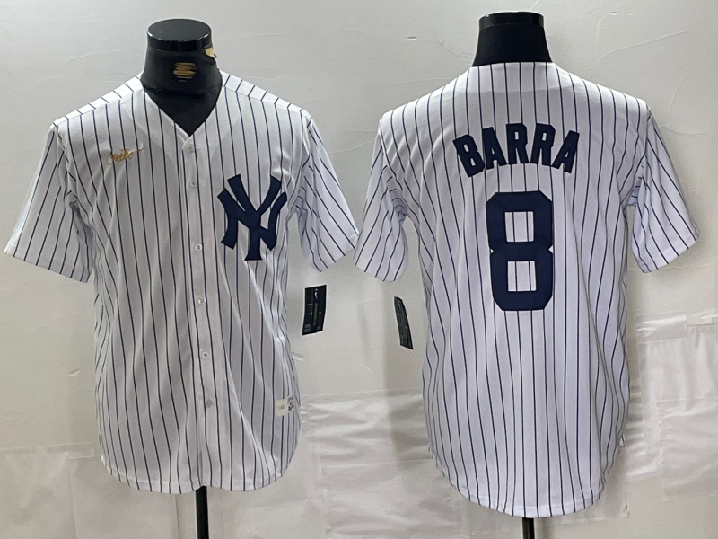 Men's New York Yankees Yogi Berra #8 White Home Cooperstown Collection Player Jersey baseball jersey product view 1