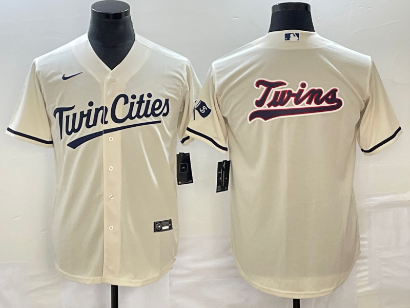 Men's Minnesota Twins Beige Alternate Replica Team Logo Jersey baseball jersey product view 1