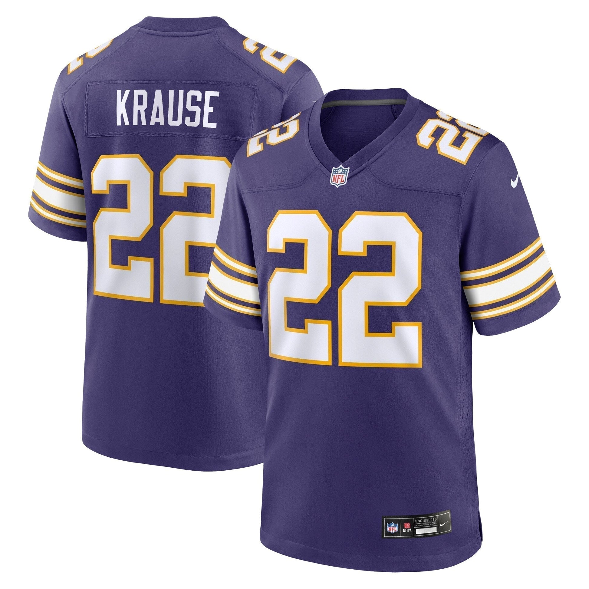 Paul Krause Minnesota Vikings Classic Retired Jersey - Purple football jersey product view 1