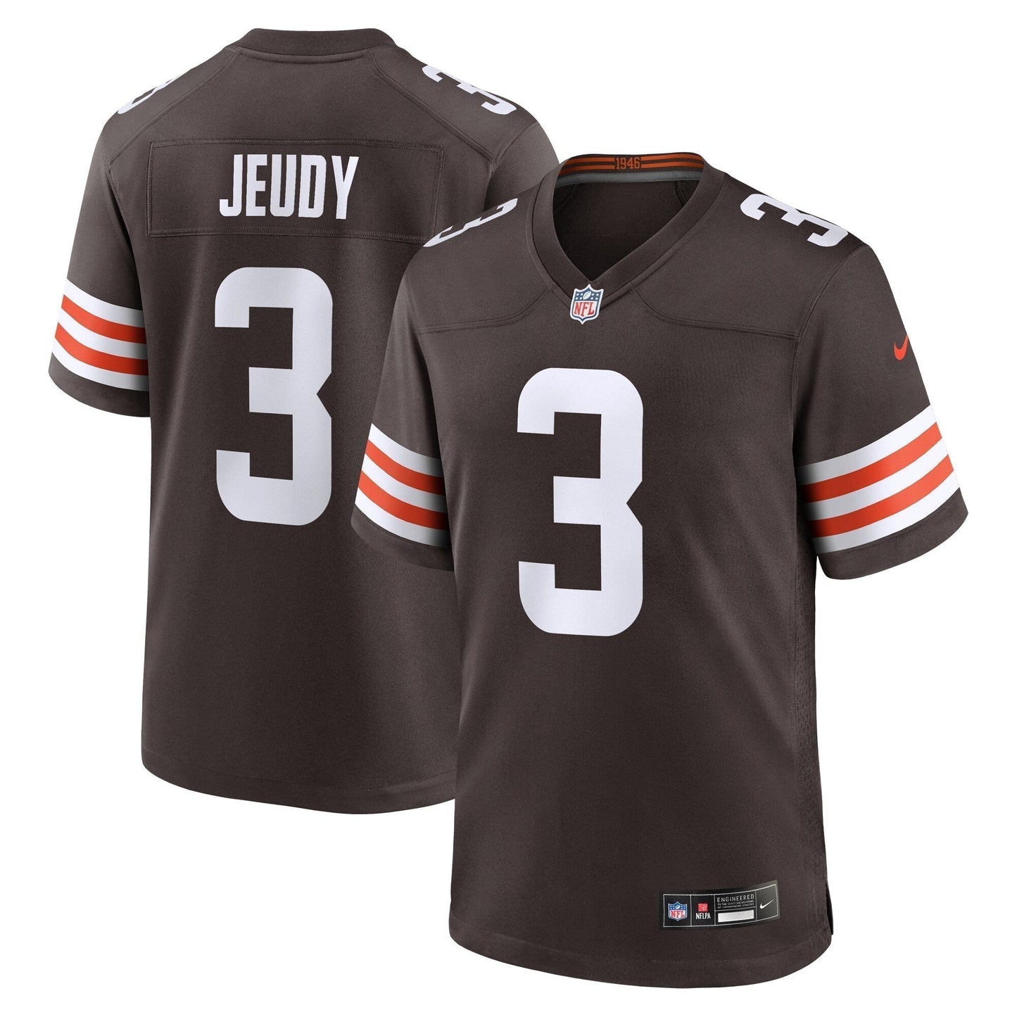 Jerry Jeudy Cleveland Browns Game Jersey - Brown football jersey product view 1
