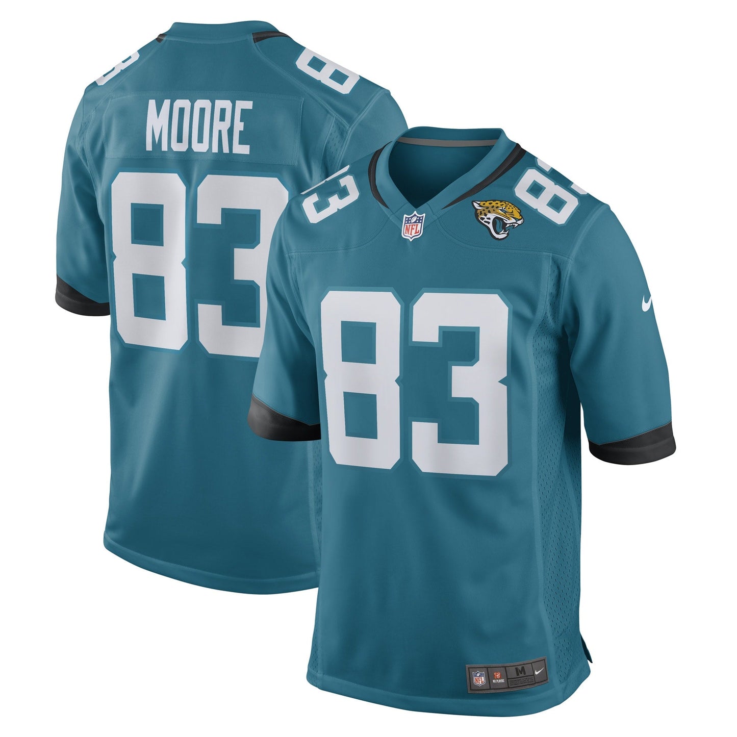 Jaylon Moore Jacksonville Jaguars Game Jersey - Teal football jersey product view 1