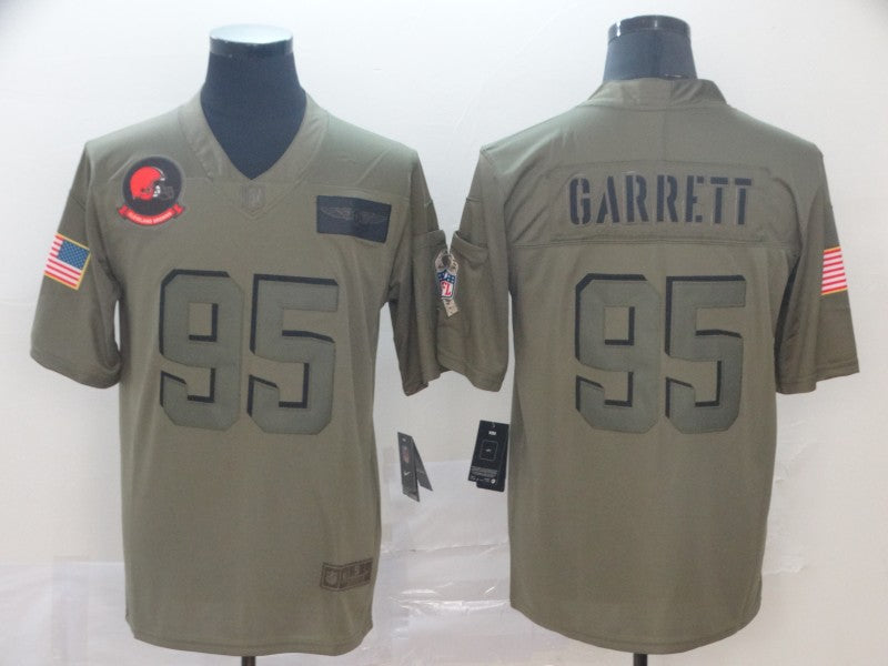 Men's Cleveland Browns Myles Garrett Olive Game Jersey1 football jersey product view 1