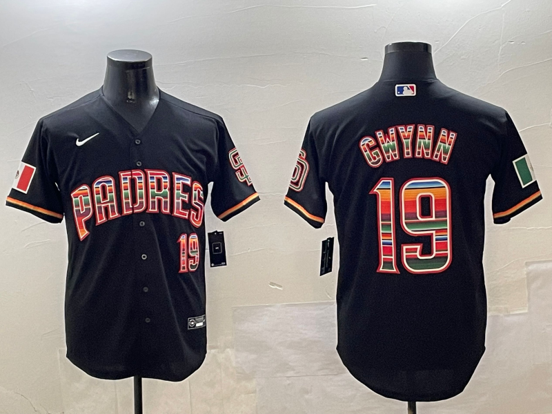 Men's San Diego Padres Tony Gwynn Black Game Player Jersey baseball jersey product view 1
