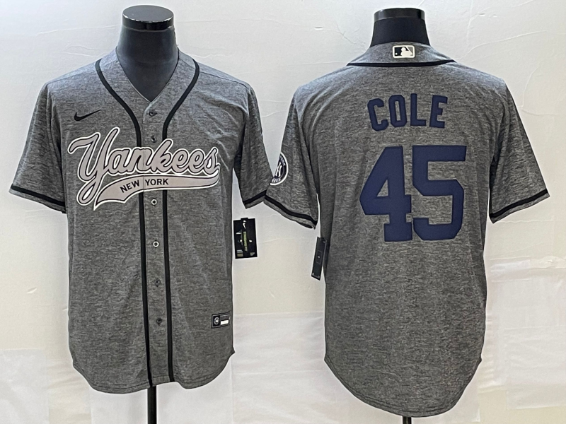 Men's New York Yankees Gerrit Cole #45 Gray Game Jersey Joint Edition baseball jersey product view 1