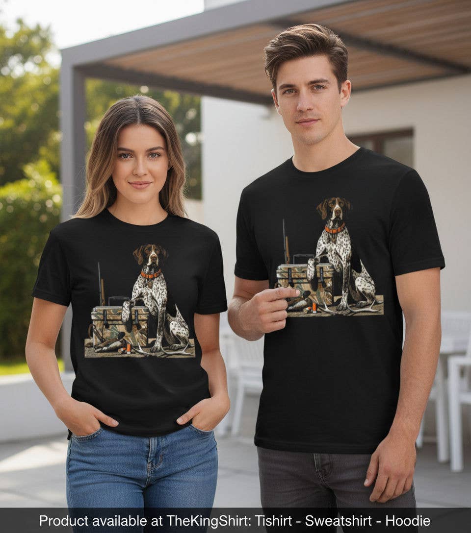 Pointer Dog On Cooler Hunting Graphic Tee Shirts Unisex T-shirt, Sweatshirt, Hoodie, Long Sleeve Tee - T-Shirt, Sweatshirt, Hoodie