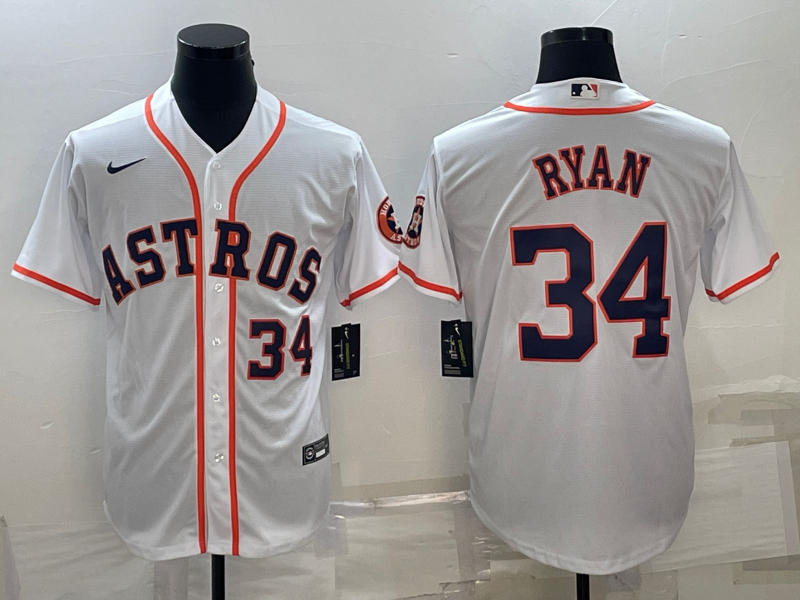 Men's Houston Astros Nolan Ryan #34 White Replica Player Jersey1 baseball jersey product view 1