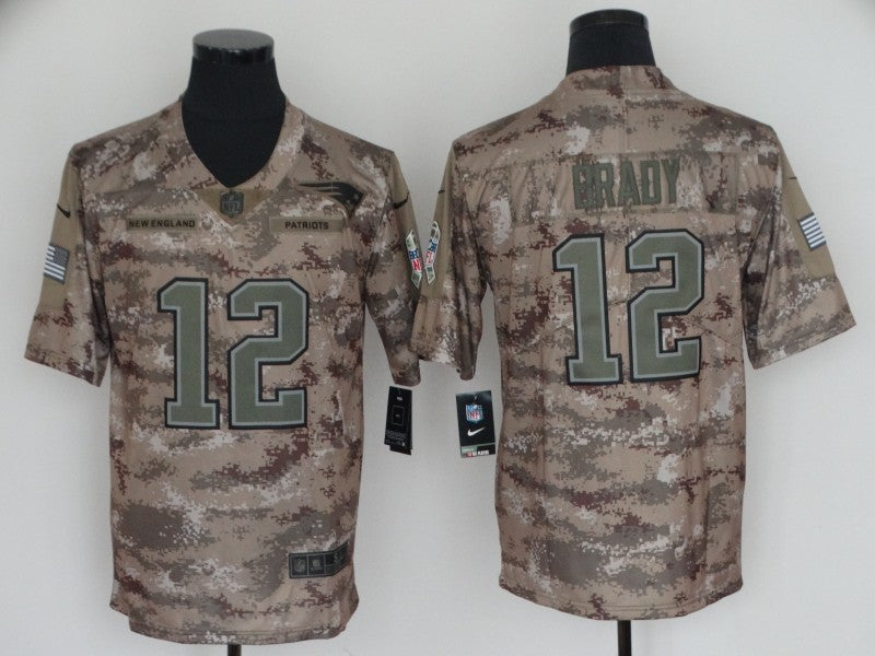 Men's New England Patriots Tom Brady #12 Camouflage Game Jersey1 football jersey product view 1