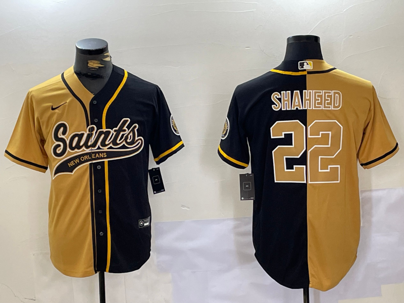 Men's New Orleans Saints Rashid Shaheed #22 Yellow/Black Player Jersey1 football jersey product view 1