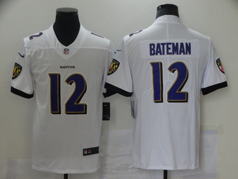 Men's Baltimore Ravens Rashod Bateman #12 White Game Jersey1 football jersey product view 1