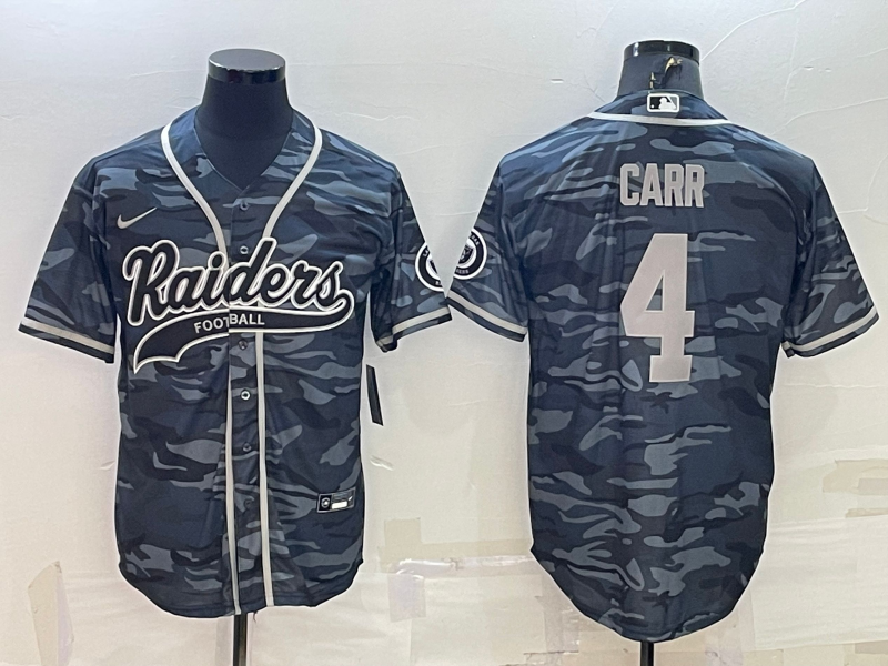 Men's Las Vegas Raiders Derek Carr Grey Camouflage Game Jersey Joint Edition football jersey product view 1