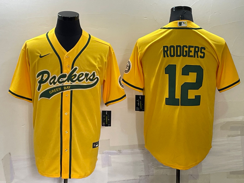 Men's Green Bay Packers Aaron Rodgers Gold Inverted Team Game Jersey Joint Edition football jersey product view 1