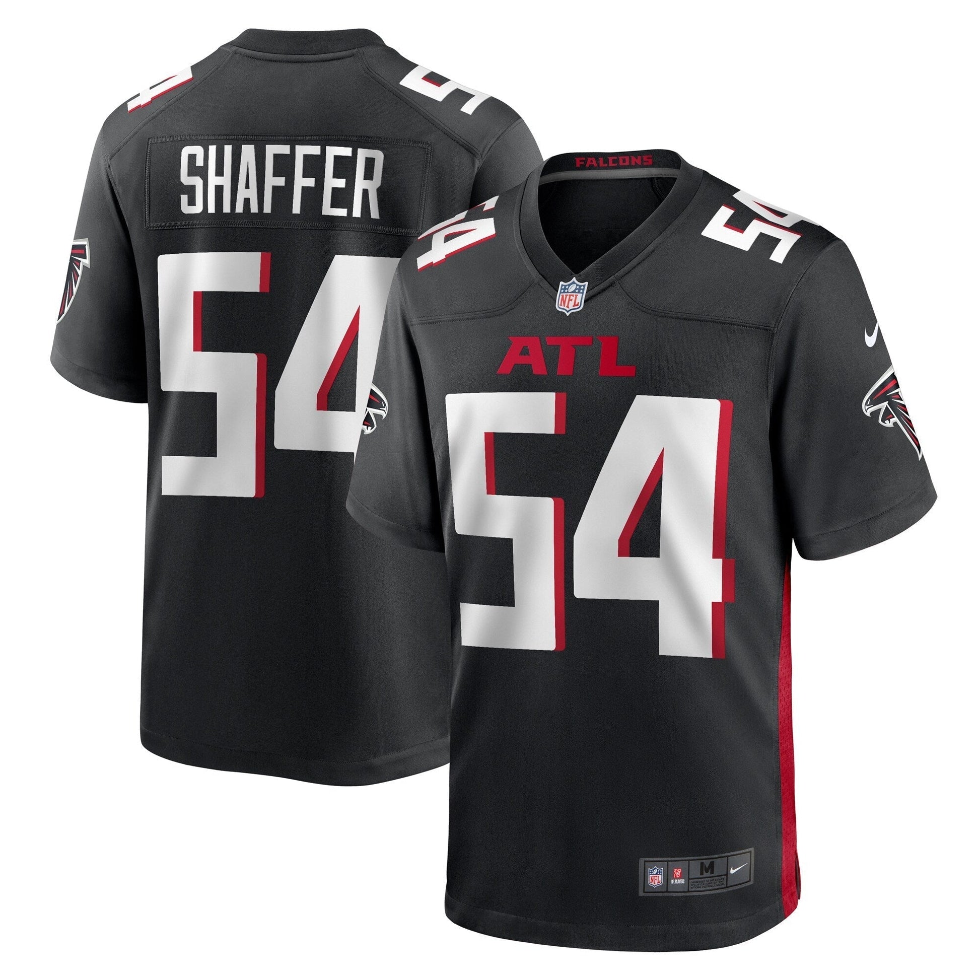 Justin Shaffer Atlanta Falcons Game Jersey - Black football jersey product view 1