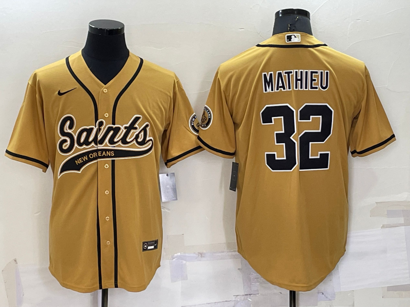 Men's New Orleans Saints Tyrann Mathieu Yellow Game Jersey Joint Edition football jersey product view 1