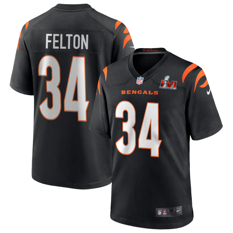 Demetric Felton Cincinnati Bengals Super Bowl LVI Game Jersey - Black football jersey product view 1