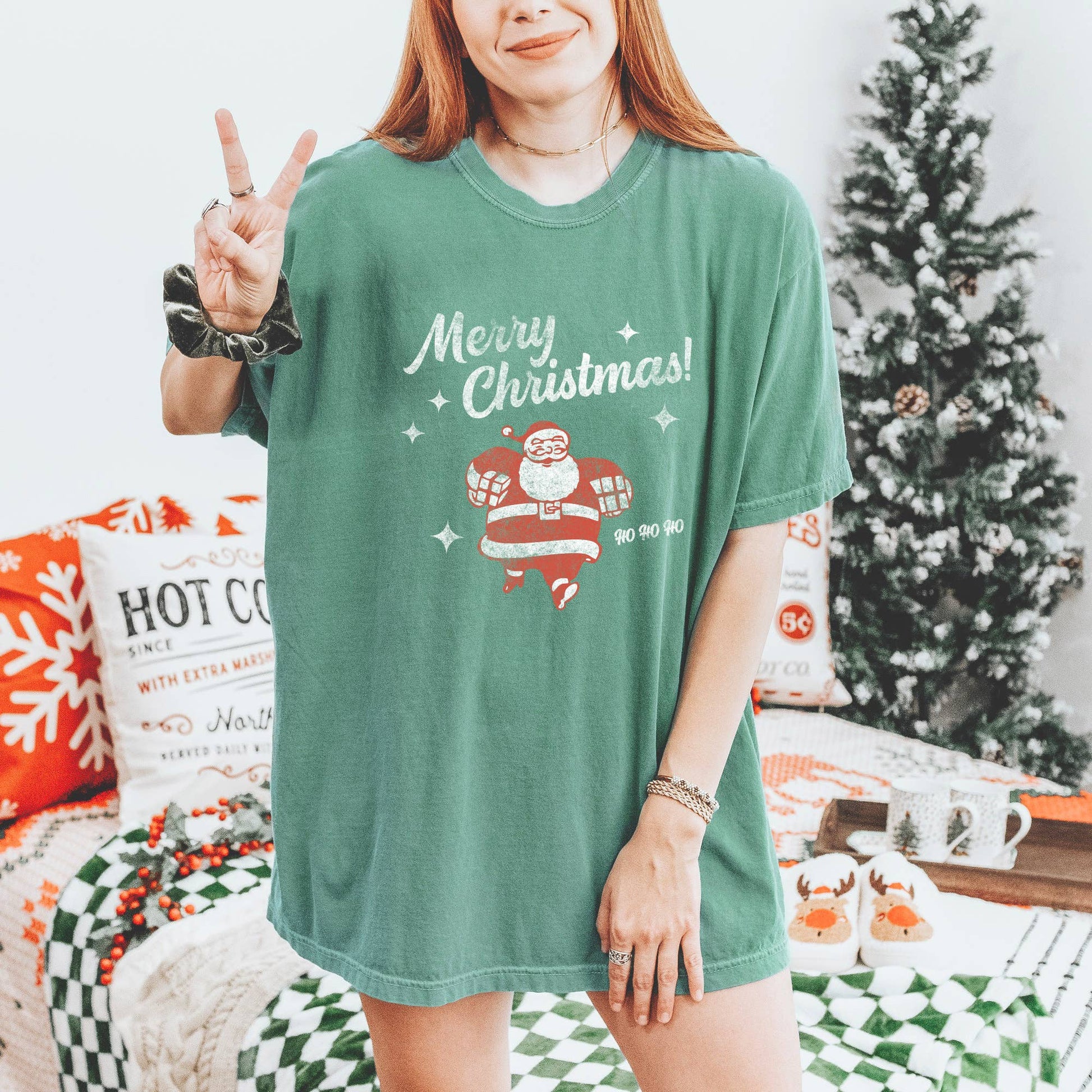 Retro Santa Merry Christmas Comfort Colors T-Shirt Unisex T-shirt, Sweatshirt, Hoodie, Long Sleeve Tee - T-Shirt, Sweatshirt, Hoodie