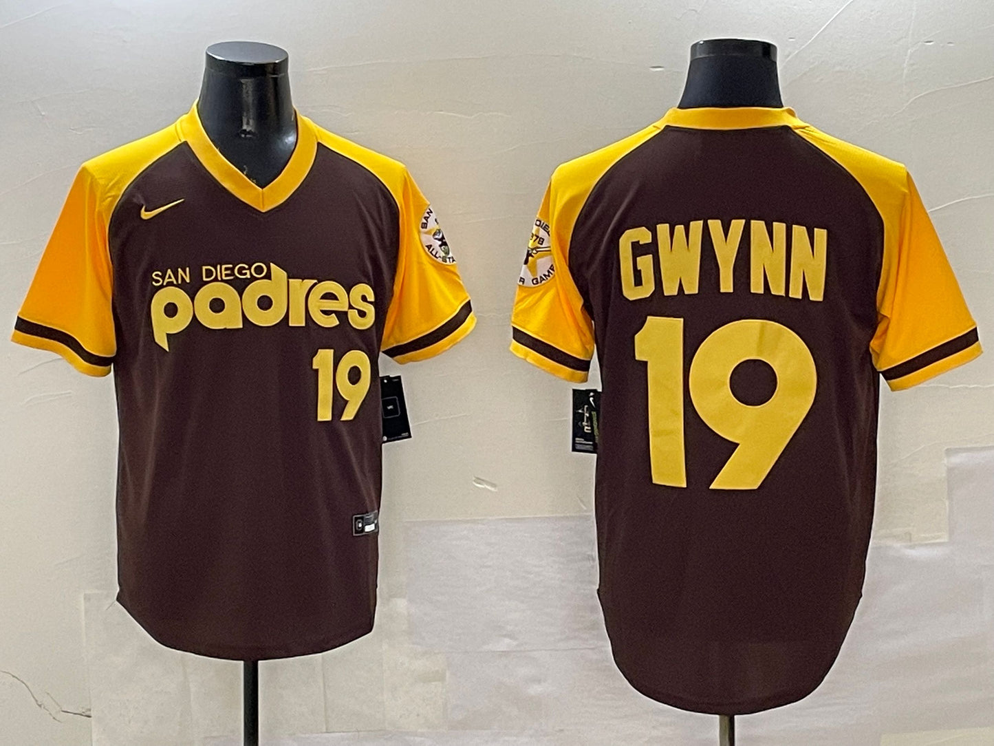 Men's San Diego Padres Tony Gwynn #19 Brown Cooperstown Collection Player Jersey1 baseball jersey product view 1