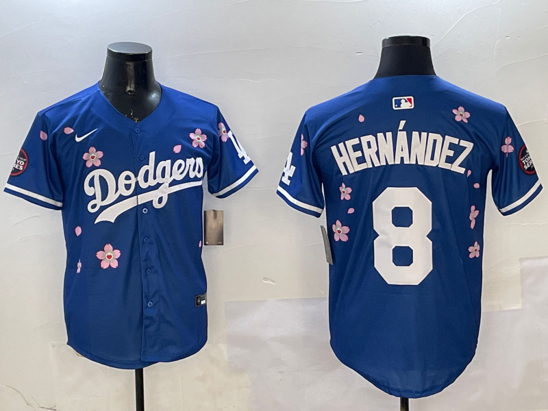 Men's Los Angeles Dodgers Enrique Hernandez #8 Royal Alternate Replica Player Jersey baseball jersey product view 1