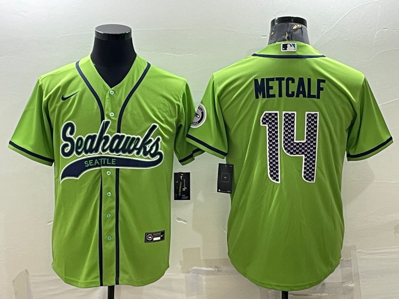 Men's Seattle Seahawks DK Metcalf #14 Green Game Jersey Joint Edition football jersey product view 1