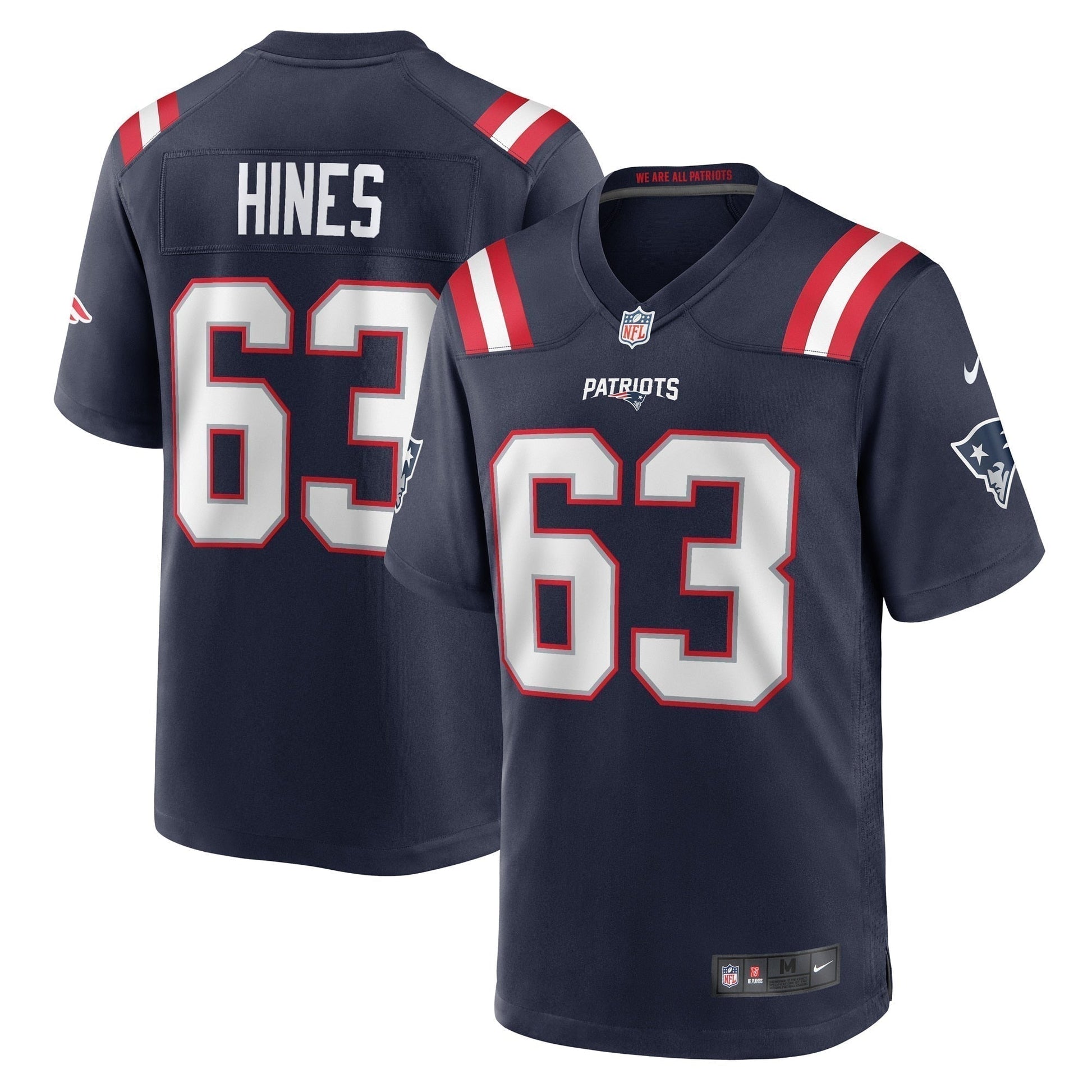 Chasen Hines New England Patriots Game Jersey - Navy football jersey product view 1