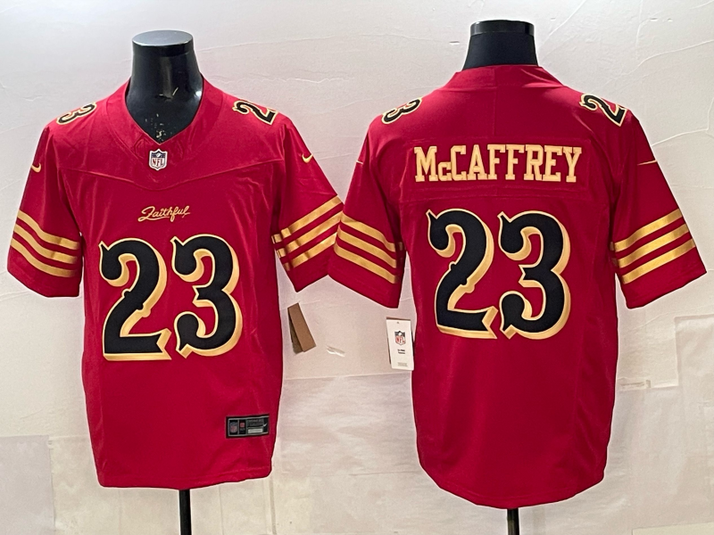 Men's San Francisco 49ers Christian McCaffrey #23 Red 2025 Rivalries Collection Game Jersey football jersey product view 1