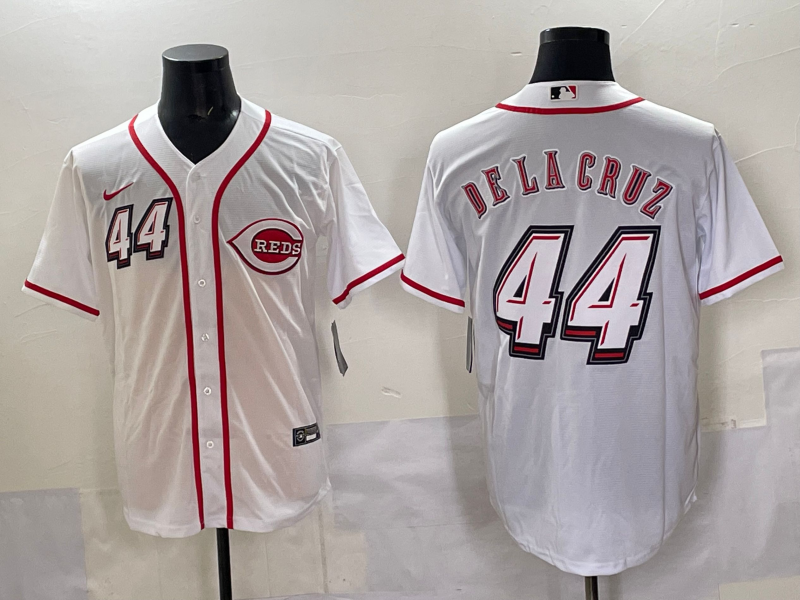 Men's Cincinnati Reds Elly De La Cruz #44 White 2025 MLB Speedway Classic Home Replica Jersey baseball jersey product view 1