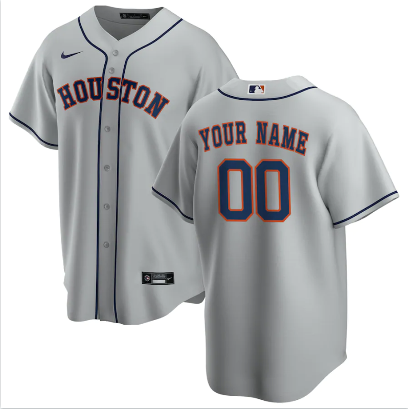 Men's Houston Astros Gray Road Replica Player Custom Jersey baseball jersey product view 1
