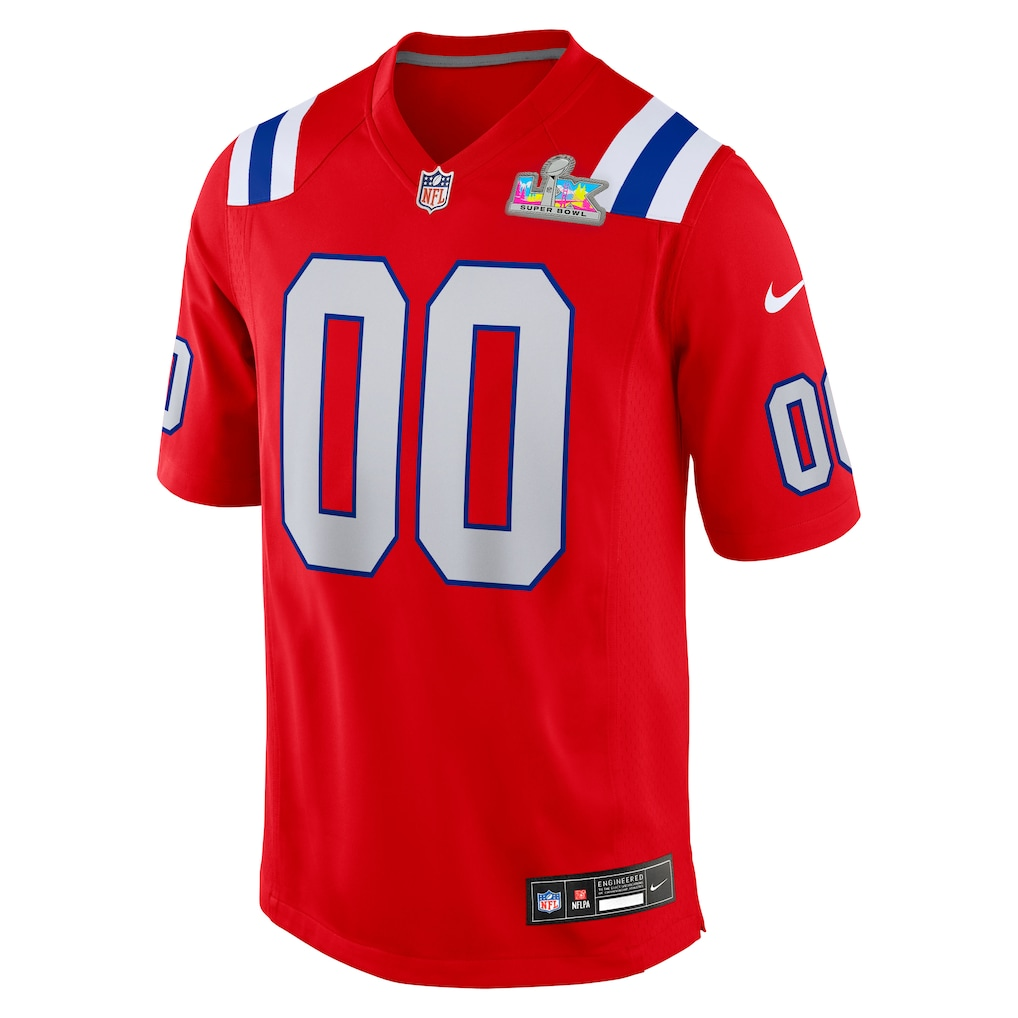 Men's New England Patriots Red Super Bowl LX Patch Custom Game Jersey football jersey product view 1