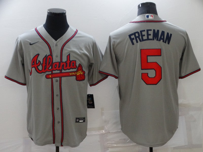 Men's Atlanta Braves Freedie Freeman #5 Gray Replica Jersey baseball jersey product view 1