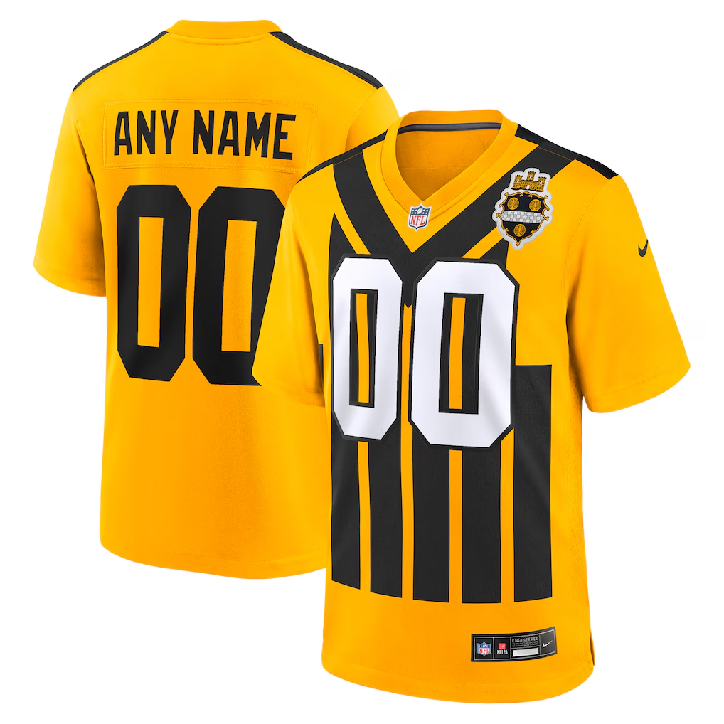 Men's Pittsburgh Steelers Gold Alternate 1933 Throwback Game Custom Jersey football jersey product view 1