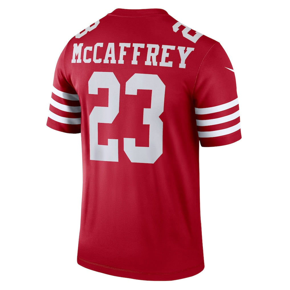 SF.49ers #23 Christian McCaffrey Scarlet Legend Player Performance Top Jersey football jersey product view 1