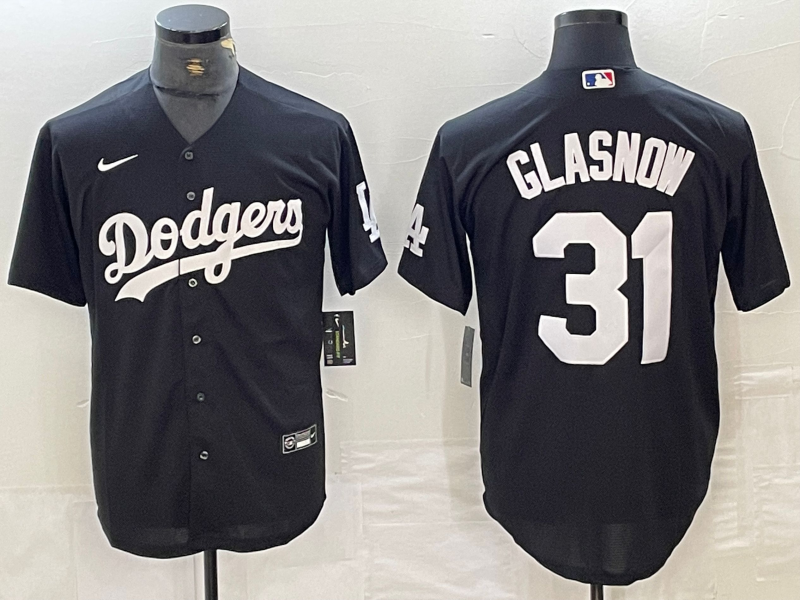 Men's Los Angeles Dodgers Tyler Glasnow Black Replica Player Jersey baseball jersey product view 1