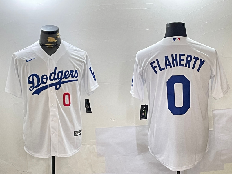 Men's Los Angeles Dodgers Jack Flaherty #0 White Home Replica Player Jersey1 baseball jersey product view 1