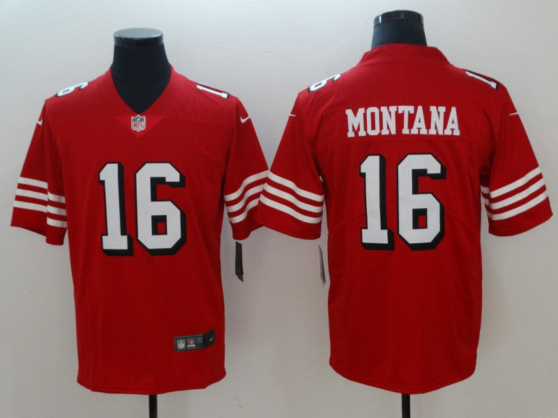 Men's San Francisco 49ers Joe Montana Red Game Player Jersey football jersey product view 1