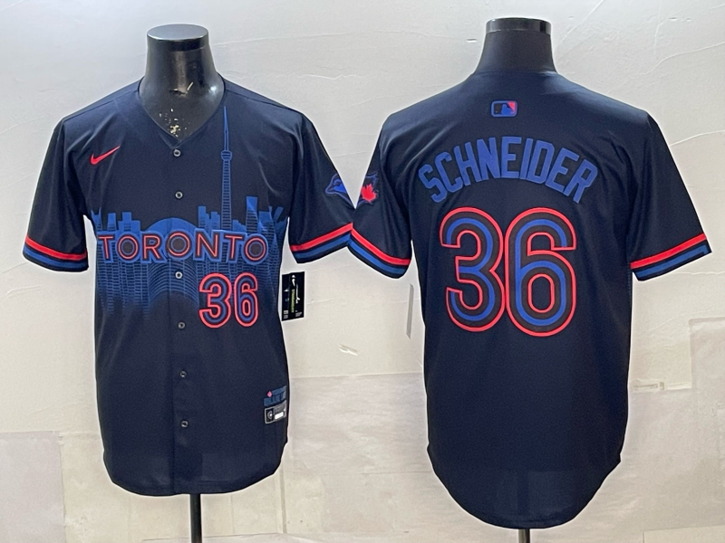 Men's Toronto Blue Jays John Schneider #36 Black 2024 City Connect Limited Player Jersey baseball jersey product view 1