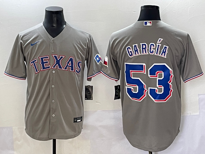 Men's Texas Rangers Adolis Garcia Gray Replica Player Jersey baseball jersey product view 1